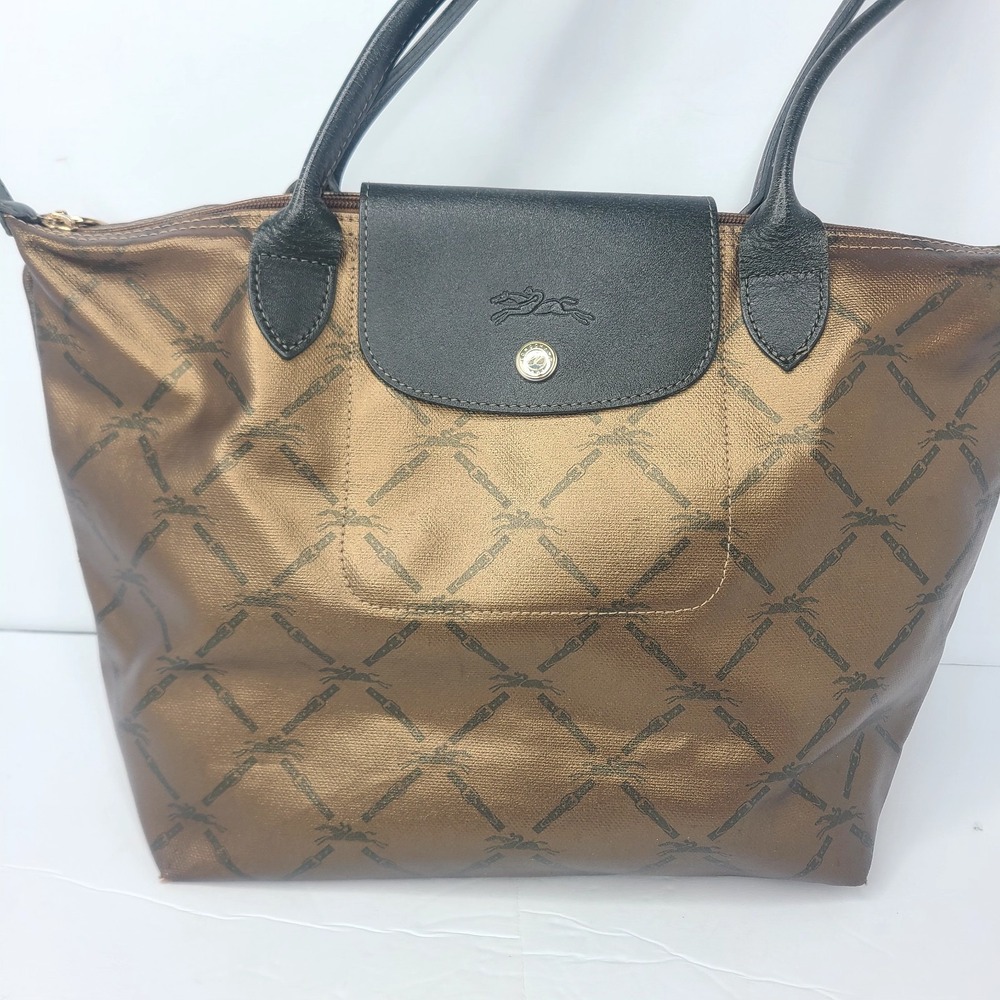 Longchamp Le Pliage Bronze Green Limited Edition Equestrian Medium Tote Bag - Picture 2 of 11
